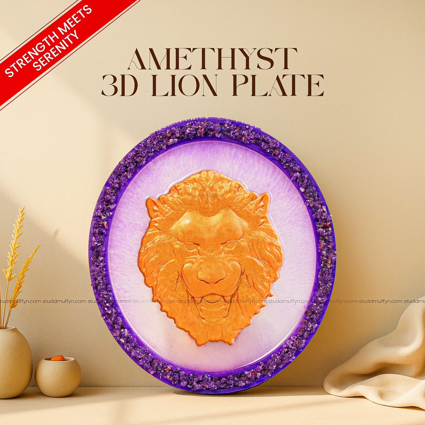 Amethyst 3D Lion Plate by Studd Muffyn