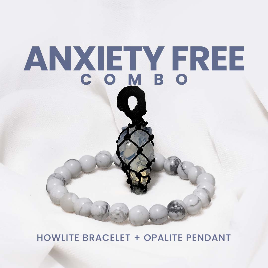 Anxiety Free Combo (Opalite Mesh Weave Crystal Pendant + Howlite Bracelet)