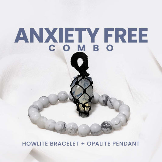 Anxiety Free Combo (Opalite Mesh Weave Crystal Pendant + Howlite Bracelet)