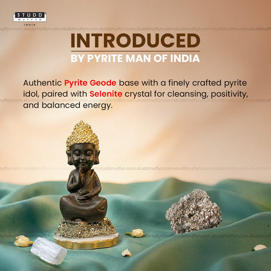 Baby Buddha on Pyrite Geode I Miniature Series