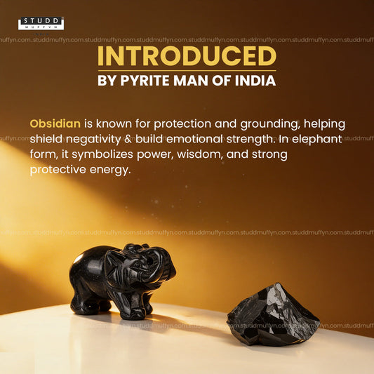 Black Obsidian Crystal Elephant | Miniature Series