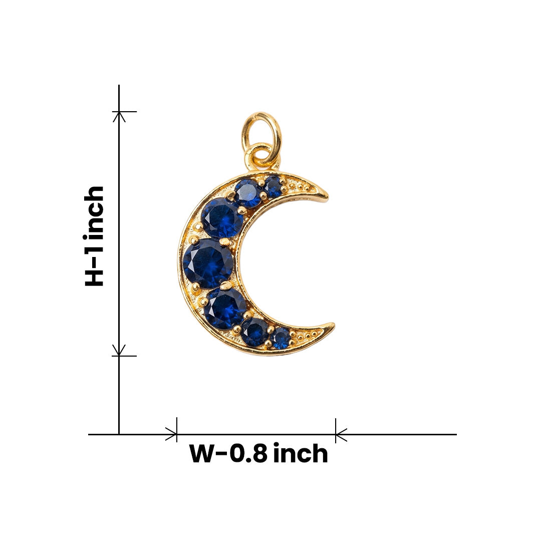 Blue Quartz Crescent Pendant - 24K Gold Toned