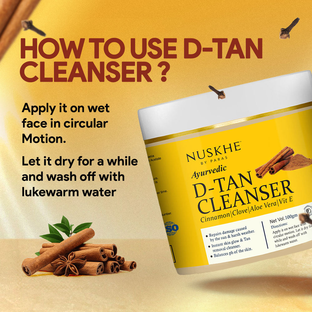 Ayurvedic D-Tan Cleanser Pack of 2 Nuskhe by Paras for Tan Removal, Sun Damage Protection