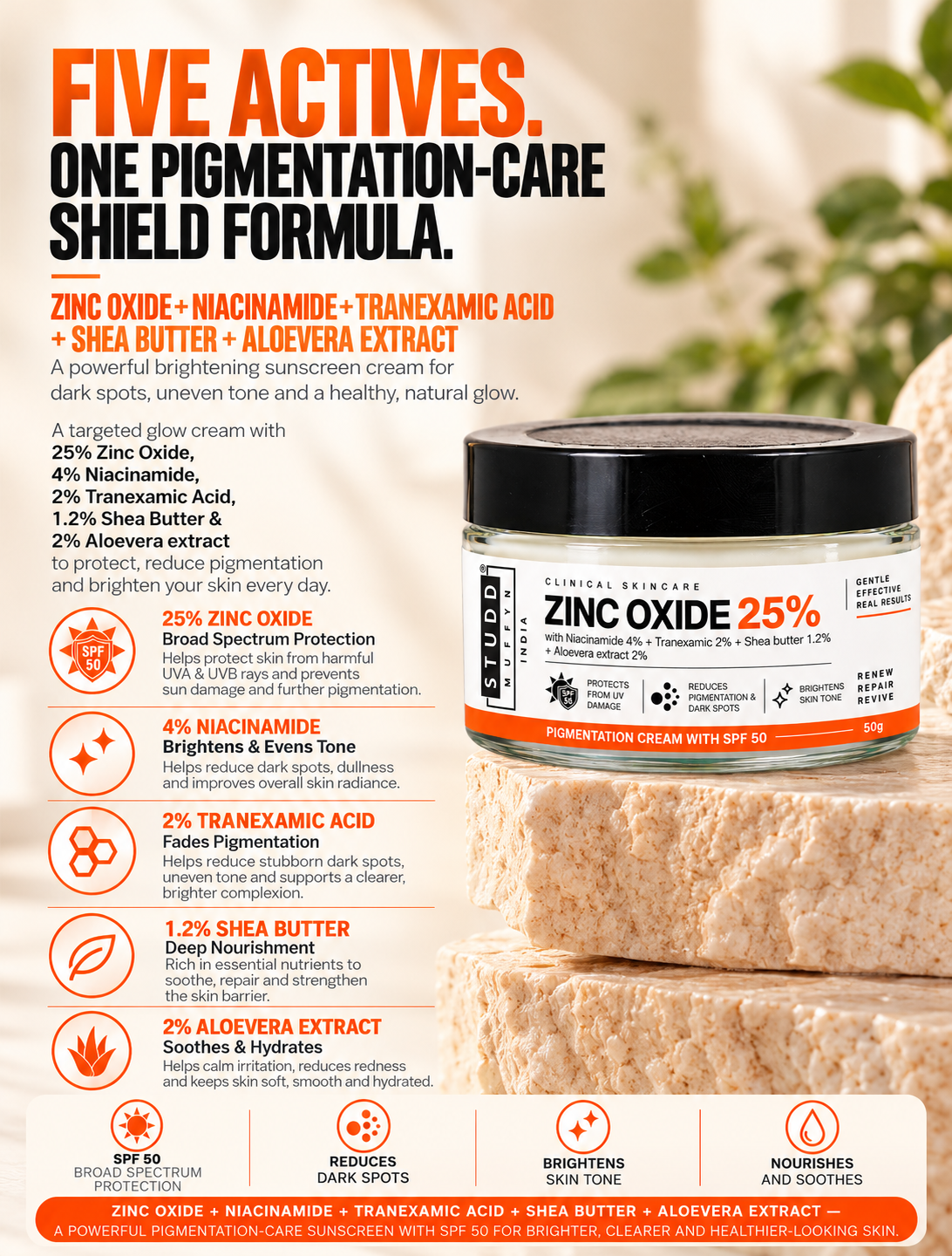 Zinc Oxide 25% Pigmentation Cream with SPF 50