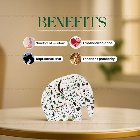 Green Aventurine Elephant & Baby Miniature