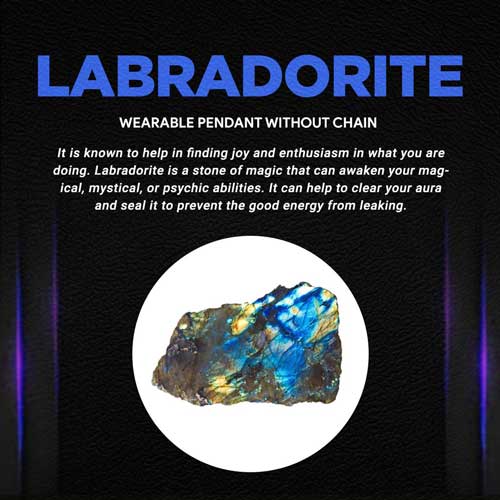 Labradorite (Wearable Pendant without chain) for reducing anxiety.