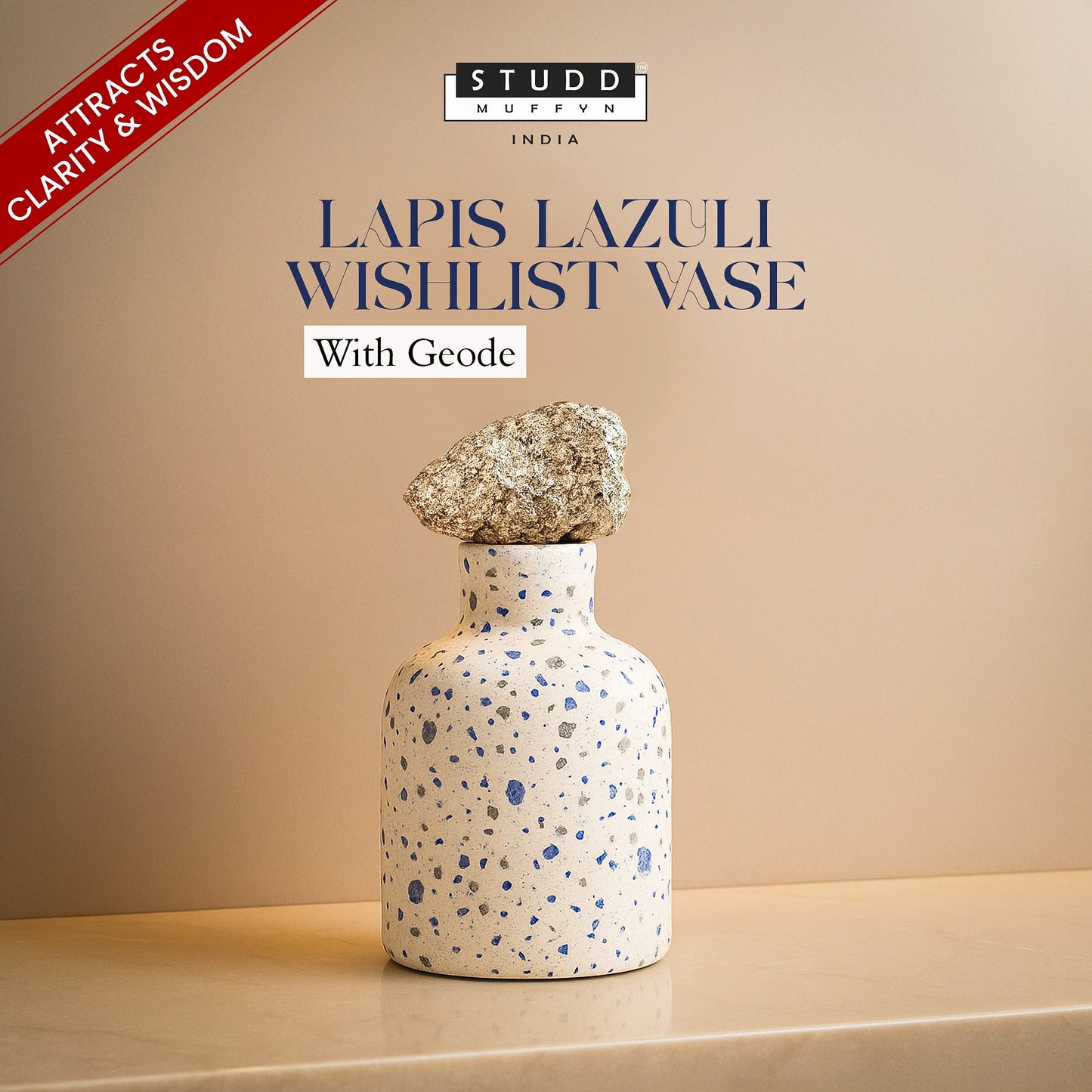 Lapis Lazuli Wishlist Vase With Pyrite Geode
