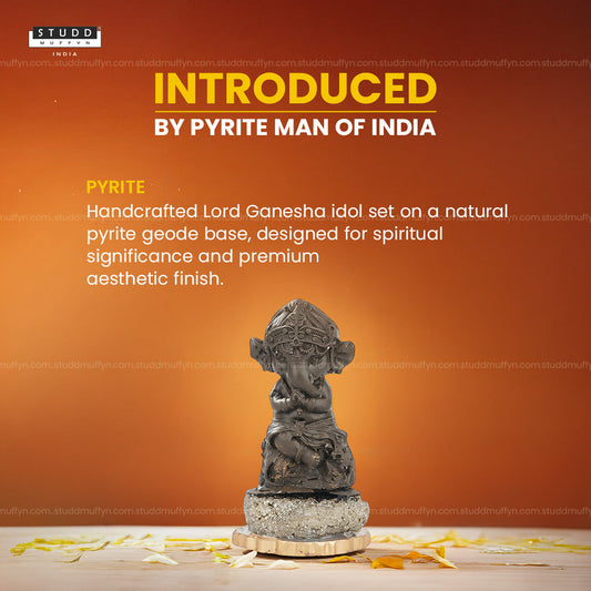 Lord Ganesha on Pyrite Geode I Miniature Series