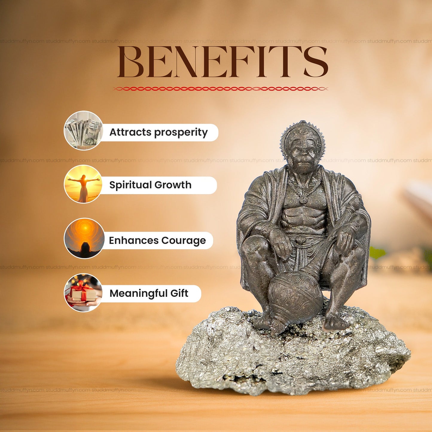 Lord Hanumana on Pyrite Geode I Miniature Series