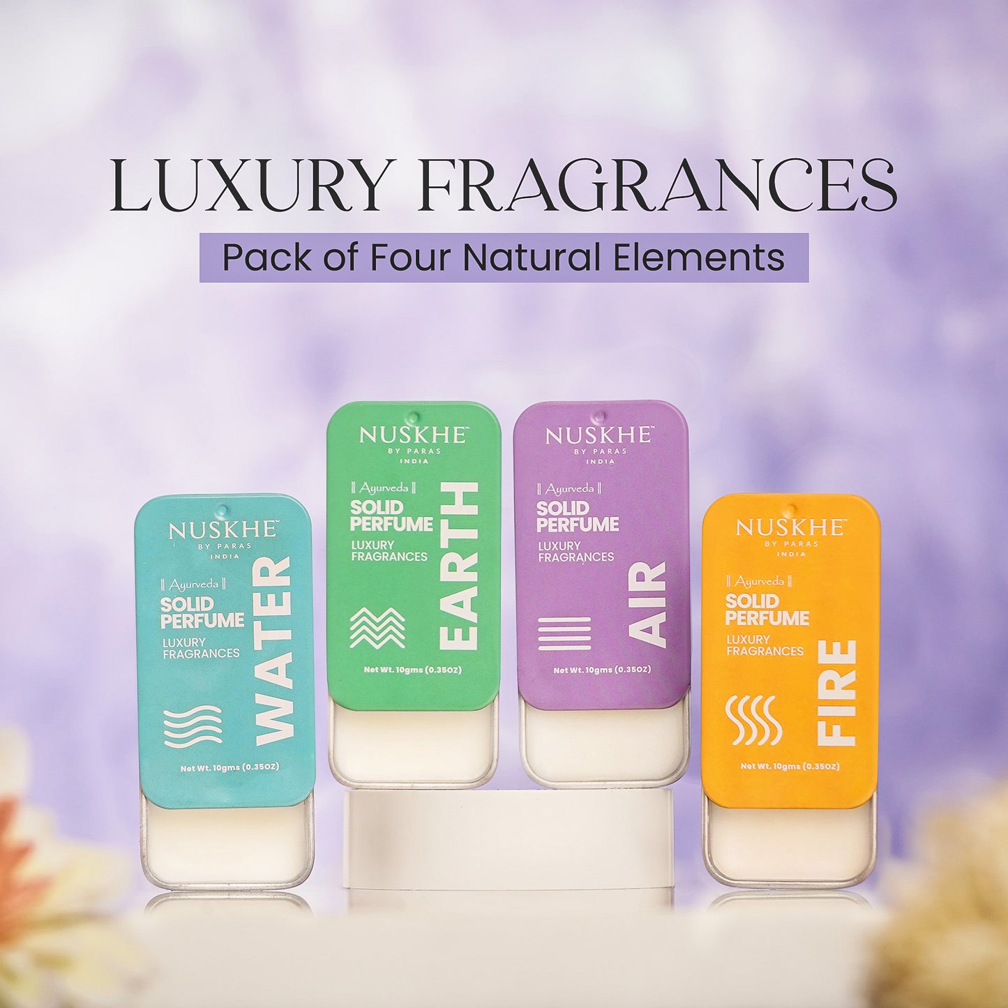 Luxury Fragrances I Pack of Four Natural Elements - Water, Air, Earth & Fire