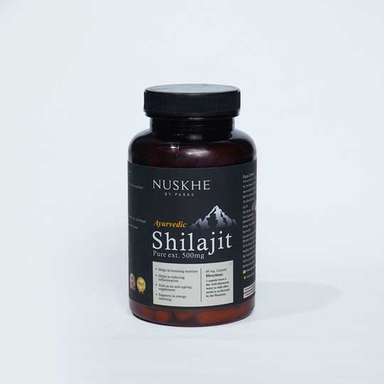 Nuskhe by Paras Ayurvedic Shilajit Pure Ext. | For Men & Women | 60 Veg Capsules - 500mg