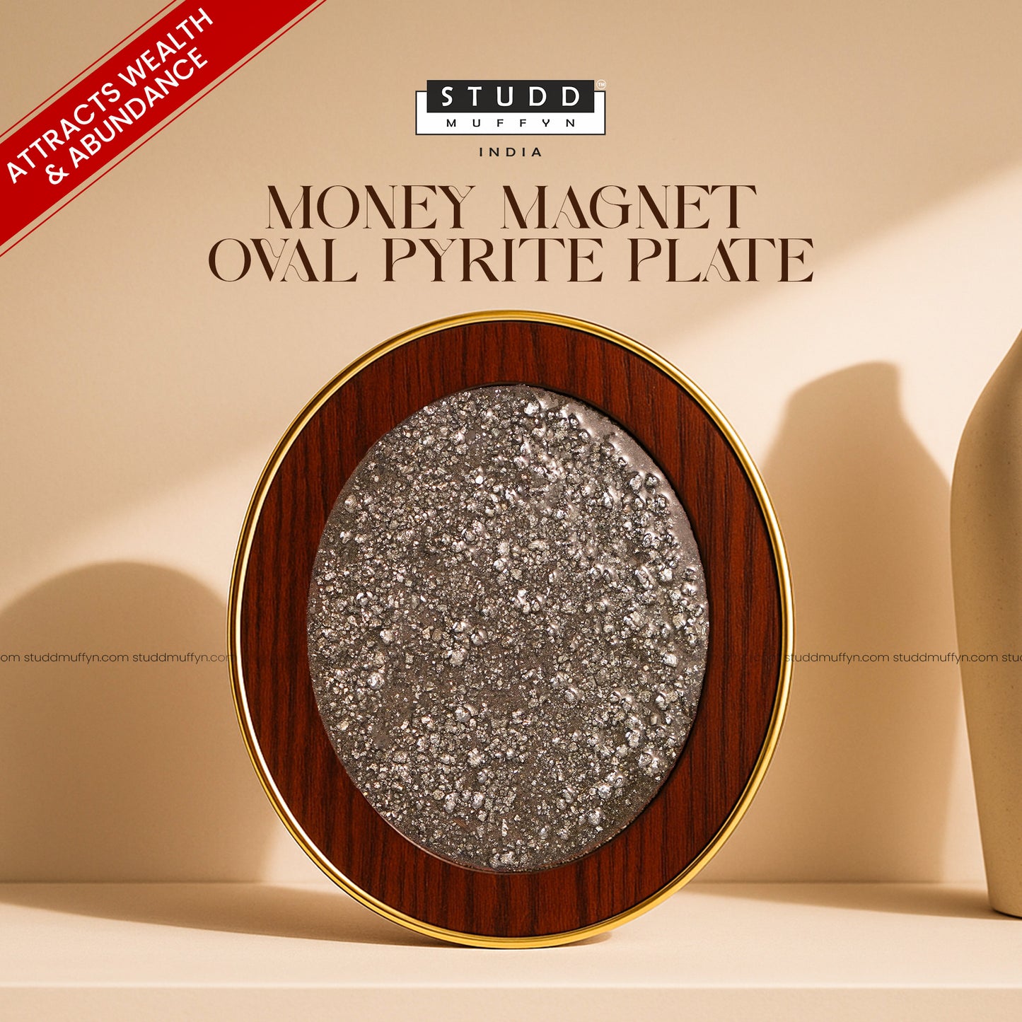 Money Magnet Oval Pyrite Plate