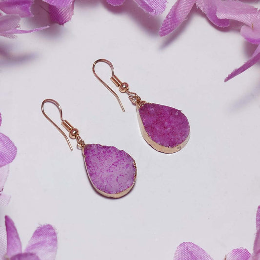 Drusy Stone Earrings Pink