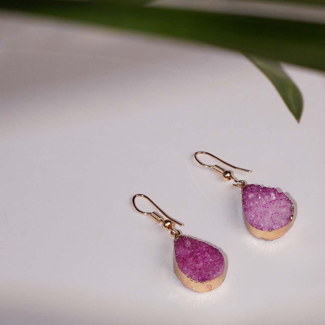 Drusy Stone Earrings Pink