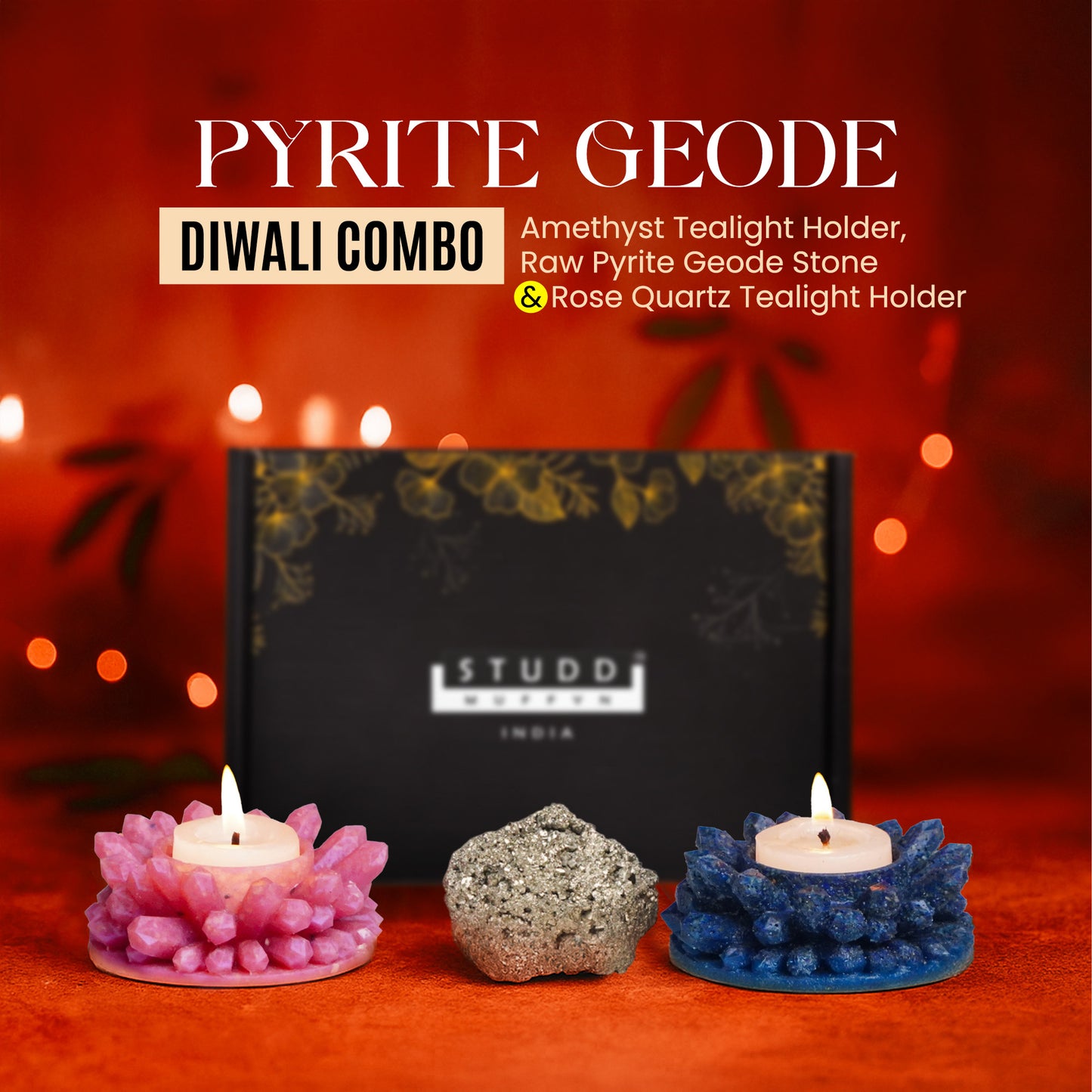 Pyrite Geode Diwali Combo