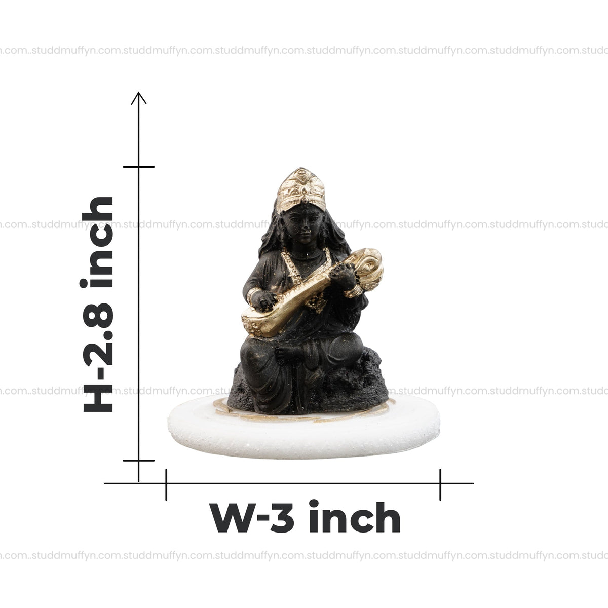 Pyrite Goddess Saraswati on Selenite Coaster I Miniature Series