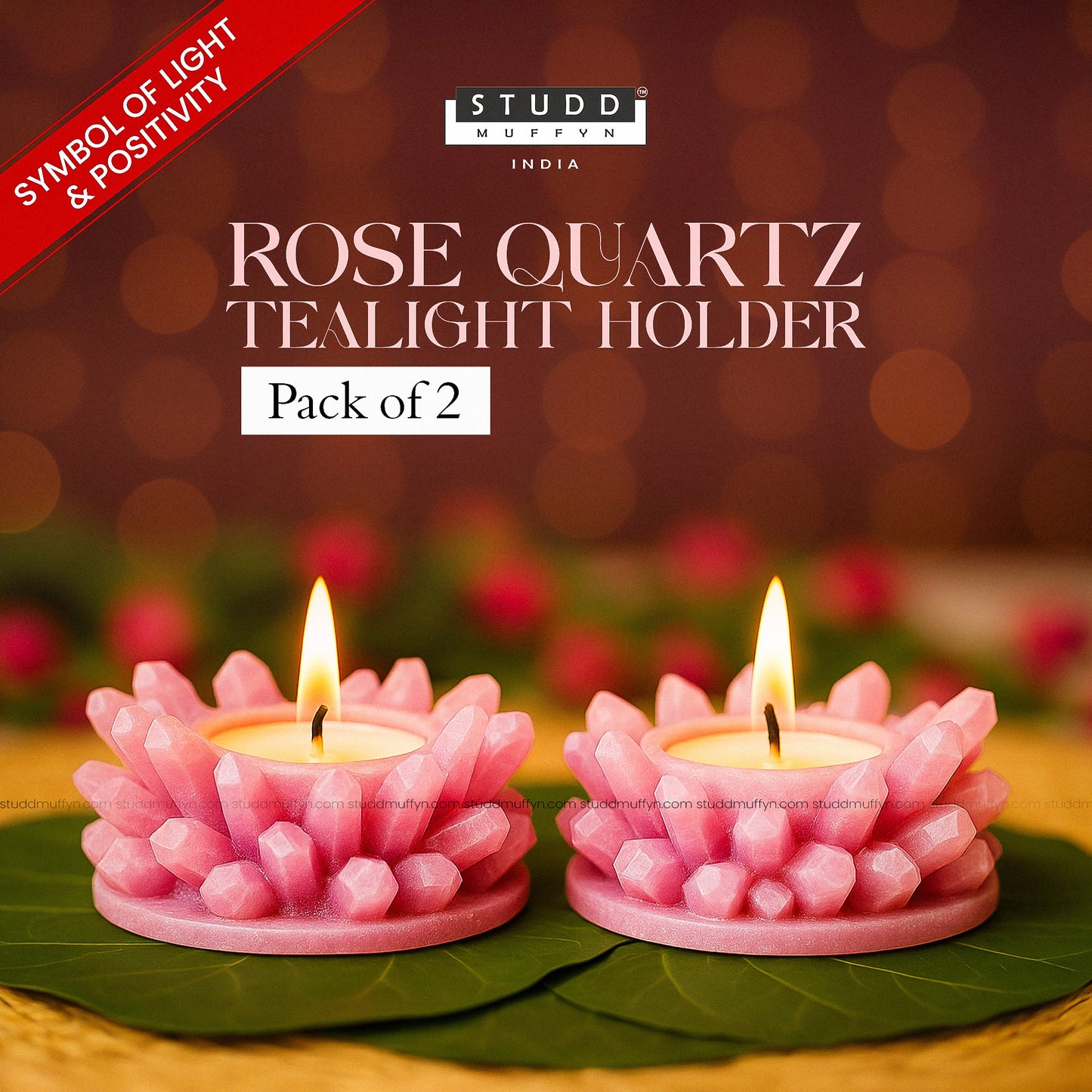 Rose Quartz Tealight Holder I Pack of 2