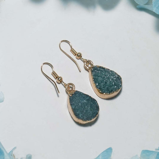 Drusy Stone Earrings Blue
