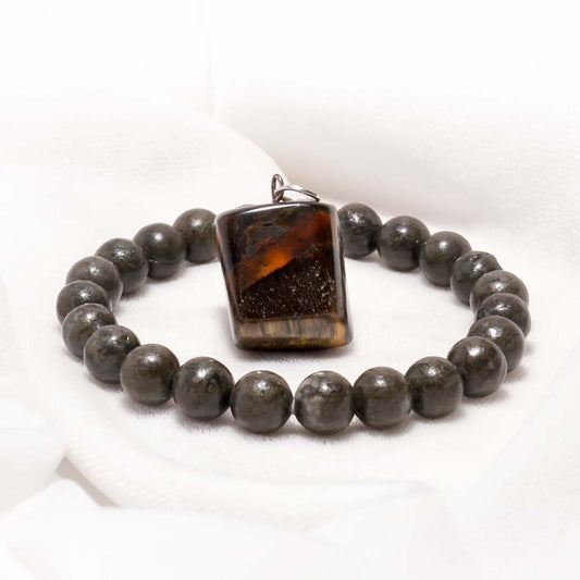 The Unstoppable Combo (Pyrite Bracelet, Tiger's eye)