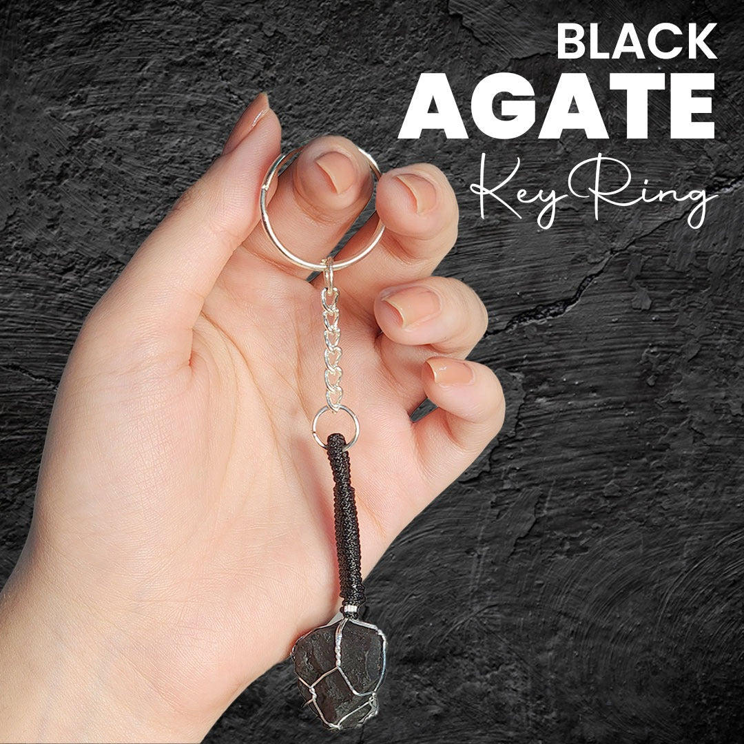 Black Agate Keyring