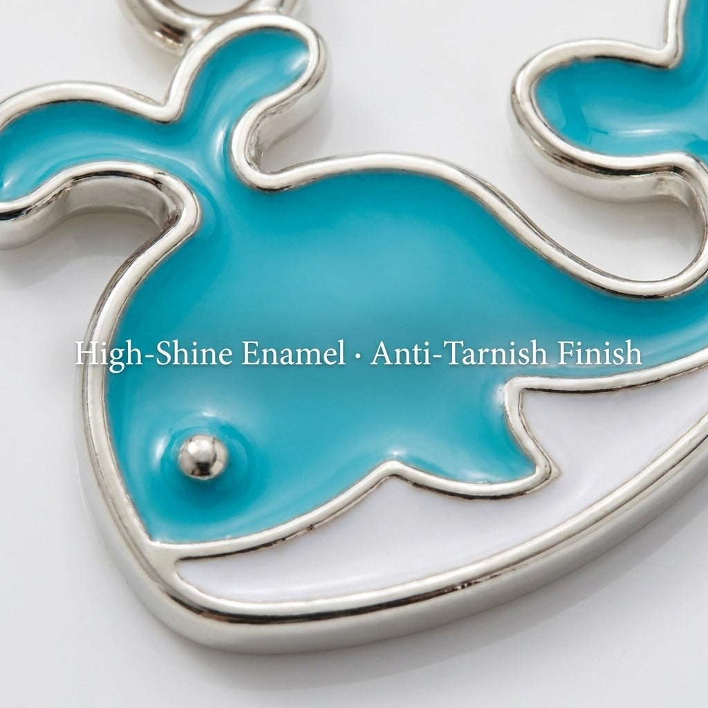 Blue Dolphin Pendant - 24K Gold Tone