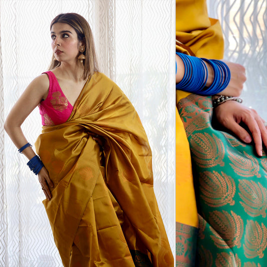 Kashi I Banarasi Silk Saree I Mustard Yellow