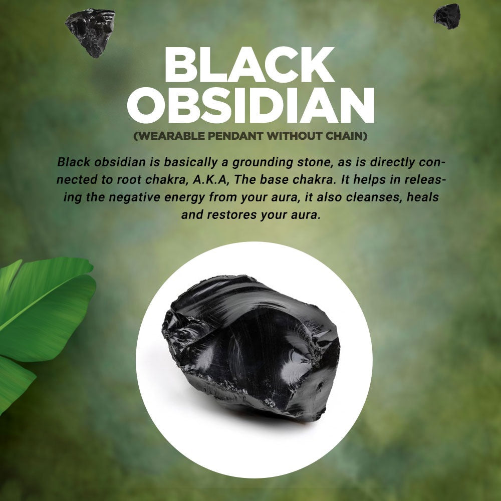 ATTRACT MONEY & PROTECT AURA (Raw Pyrite Stone & Black Obsidian Pendant (without chain)