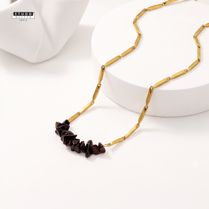 Alchemy Obsidian Rice Chain Pendant — 24K Gold Tone