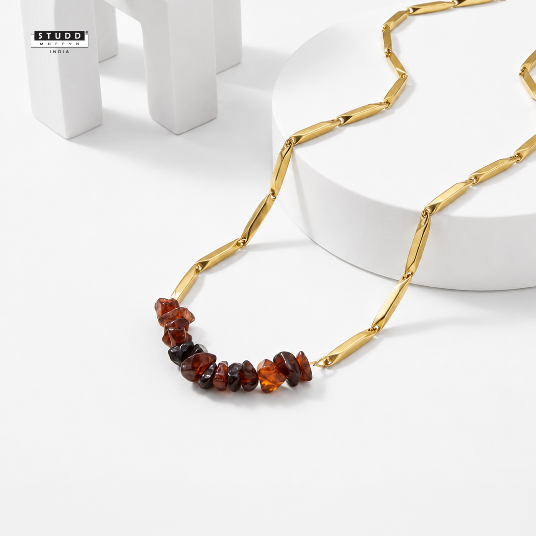 Alchemy Garnet Rice Chain Necklace — 24K Gold Tone