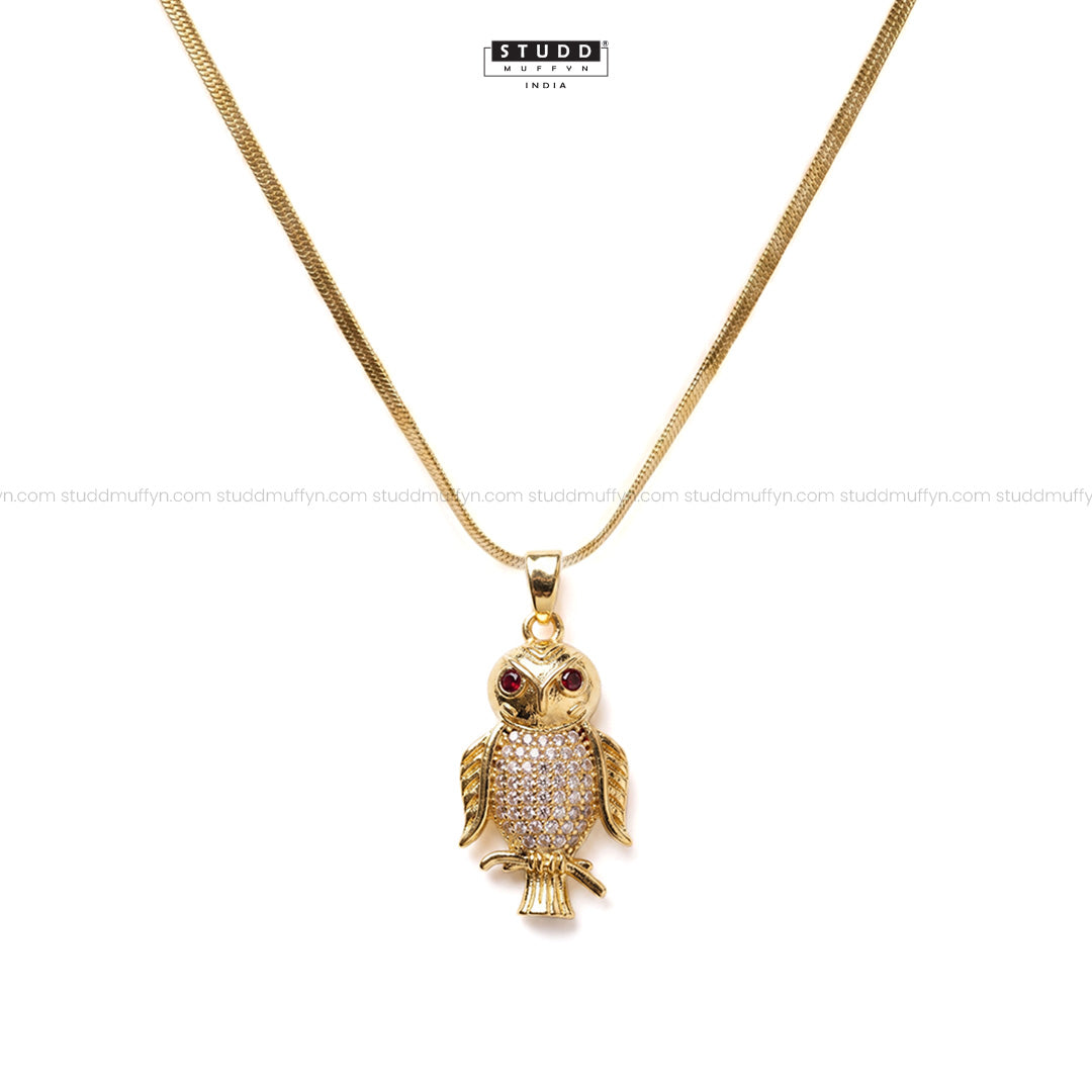 The Protection OWL pendant - 24k Gold Tone Plated [ With Chain ]
