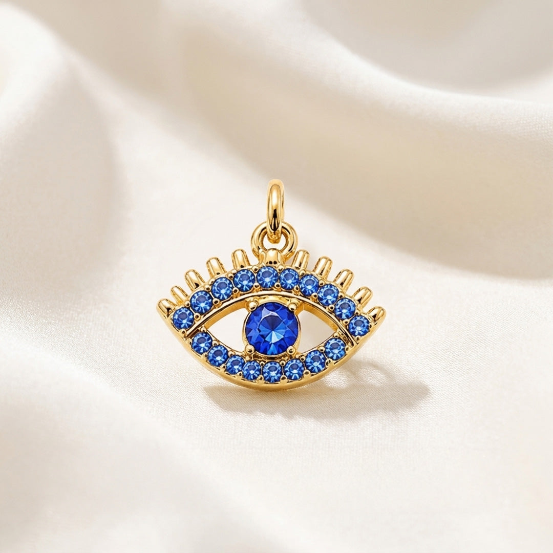 Blue Evil Eye Pendant - 24k Gold Tone