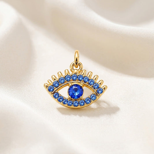 Blue Evil Eye Pendant - 24k Gold Tone