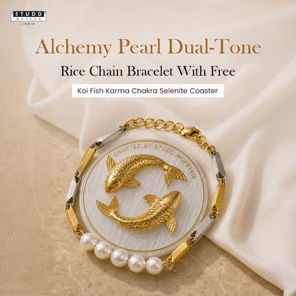 Alchemy Pearl Dual-Tone Rice Chain Bracelet