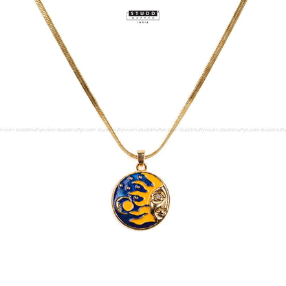 Radiant Surya Crystal Pendant - 24k Gold Tone Plated [ With Chain ]