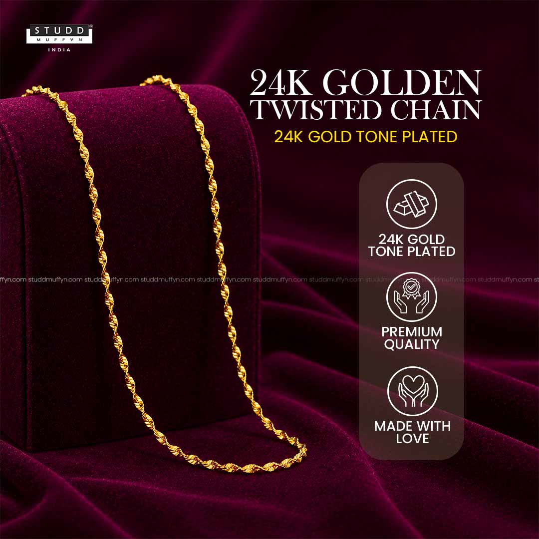 Golden Twisted Chain - 24K Gold Tone Plated