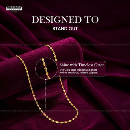 Golden Twisted Chain - 24K Gold Tone Plated