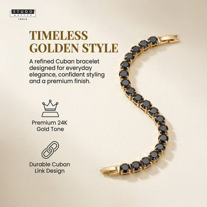Midnight Tennis Bracelet – 24K Gold Tone