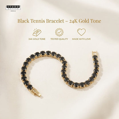 Midnight Tennis Bracelet – 24K Gold Tone
