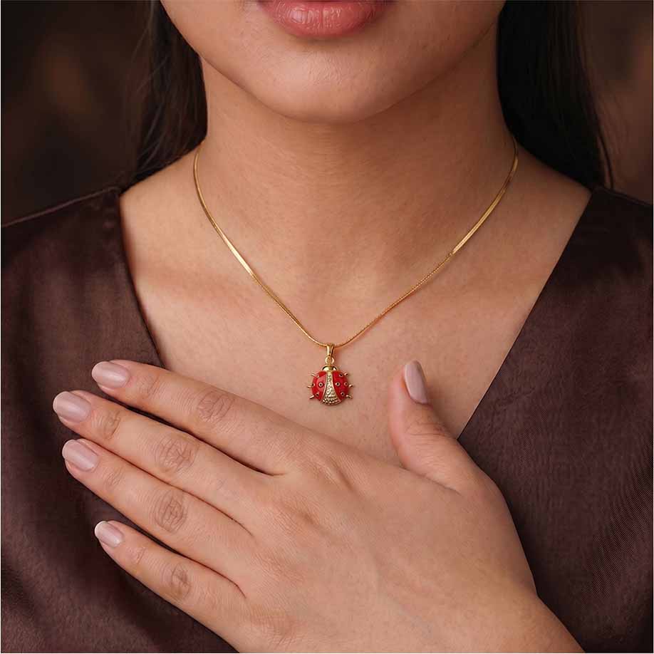 Lucky Ladybug Pendant - 24K Gold Toned
