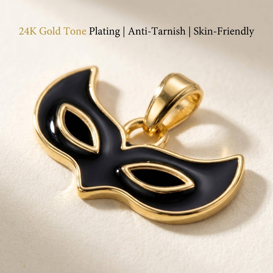 Face Mask Pendant - 24K Gold Tone