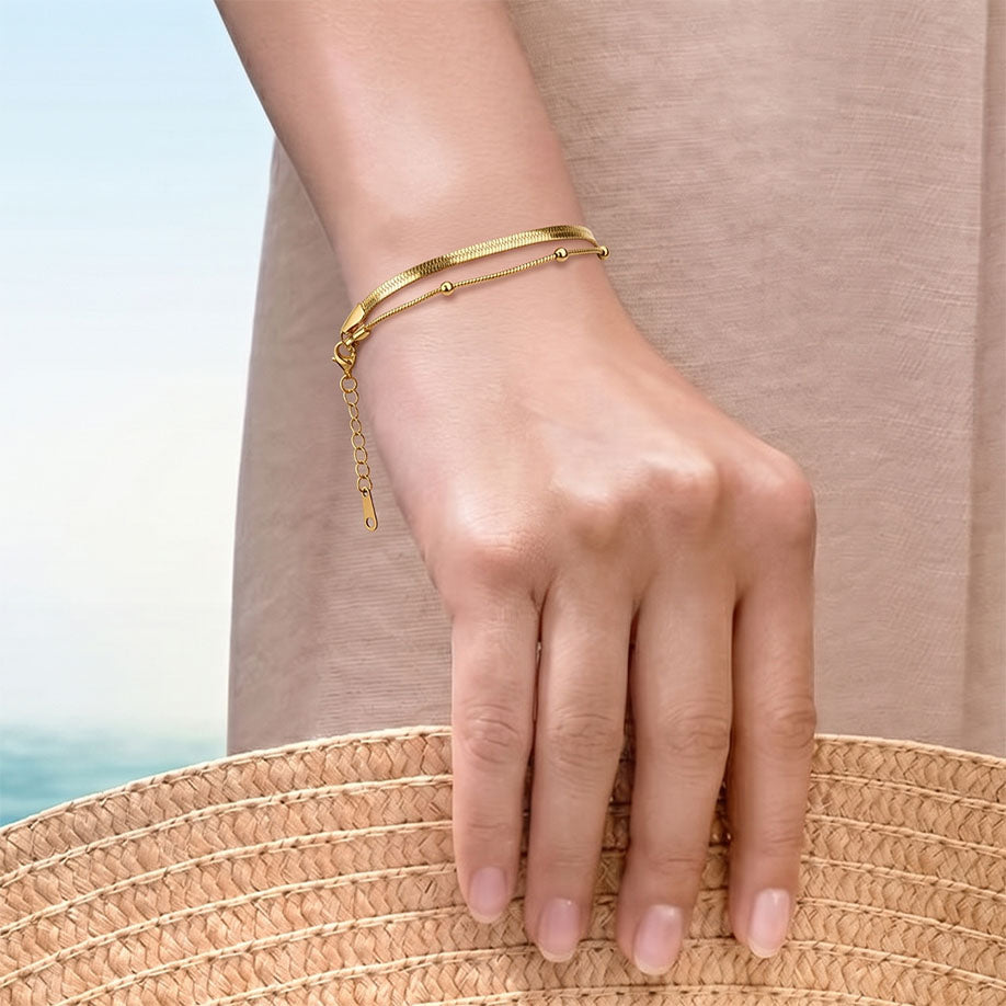 Dual Snake Satellite Bracelet [Gold ]