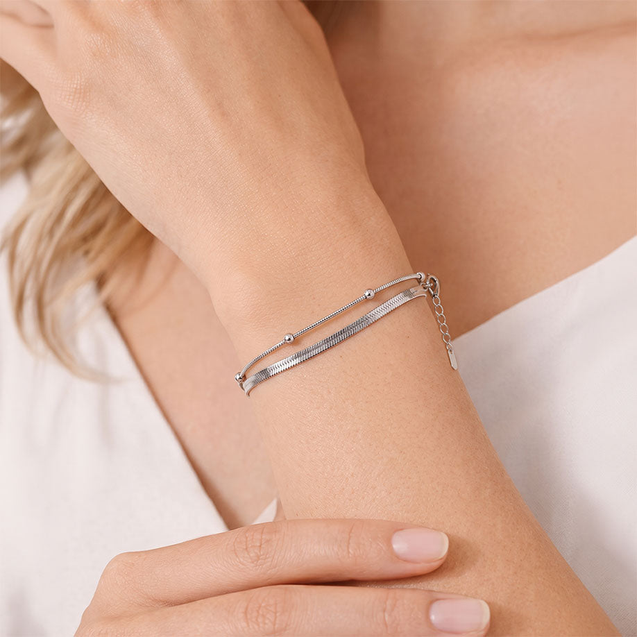 Dual Snake Satellite Bracelet [ Silver ]