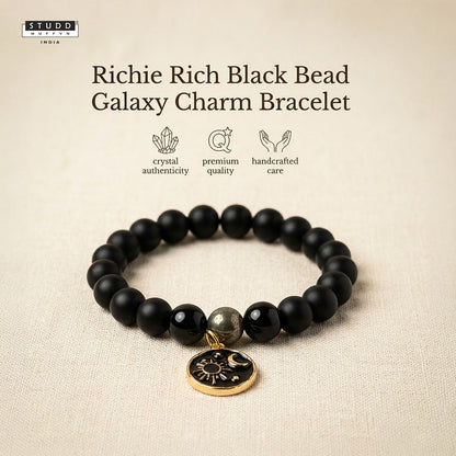 Richie Rich Black Bead Galaxy Charm Bracelet