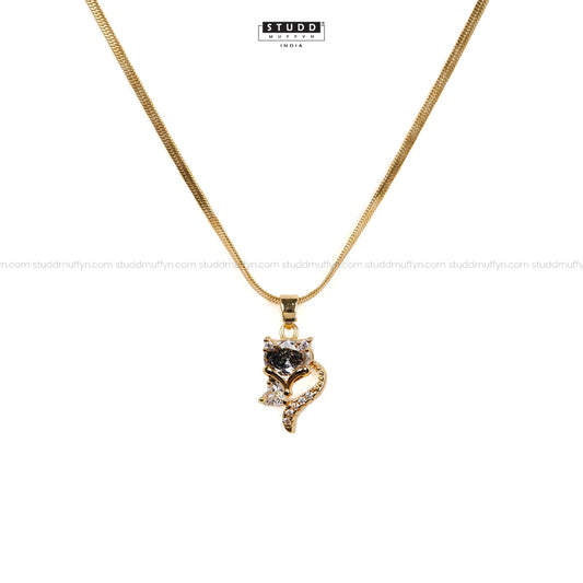 Wisdom Fox Pendant - 24k Gold Tone Plated [ With Chain ]