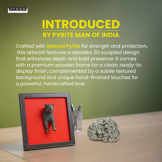 3D Pyrite Leopard Wall Art [Complimentary Wooden Frame]