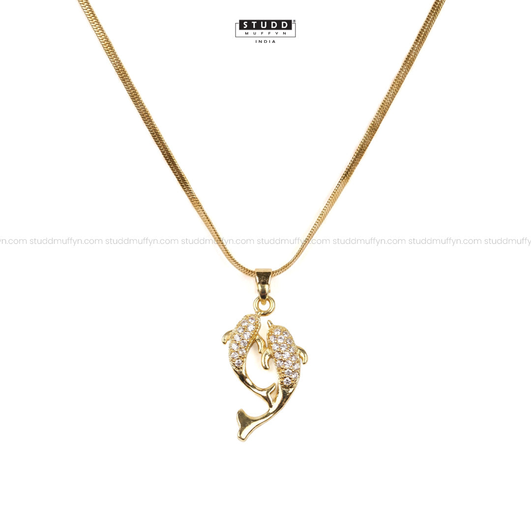 Aqua of Koi Fish - 24K Gold Plated [ With Velore / Rice Chain]