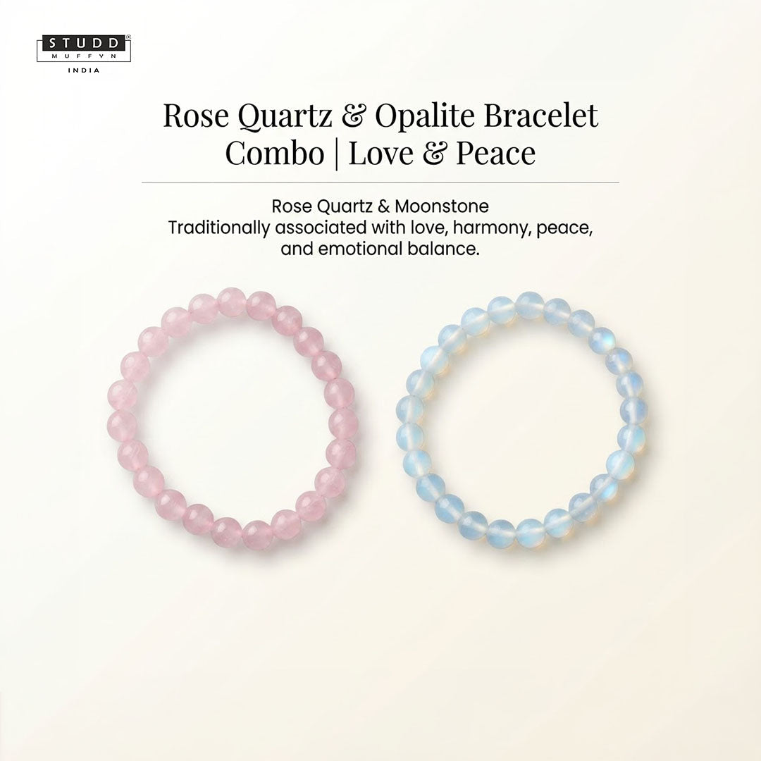Rose Quartz & Opalite Bracelet Combo | Love & Peace