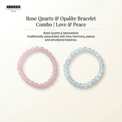 Rose Quartz & Opalite Bracelet Combo | Love & Peace