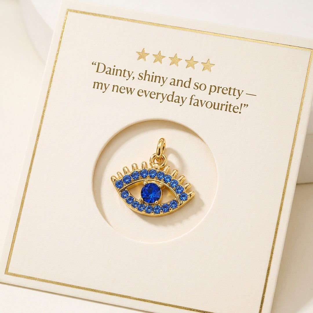 Blue Evil Eye Pendant - 24k Gold Tone