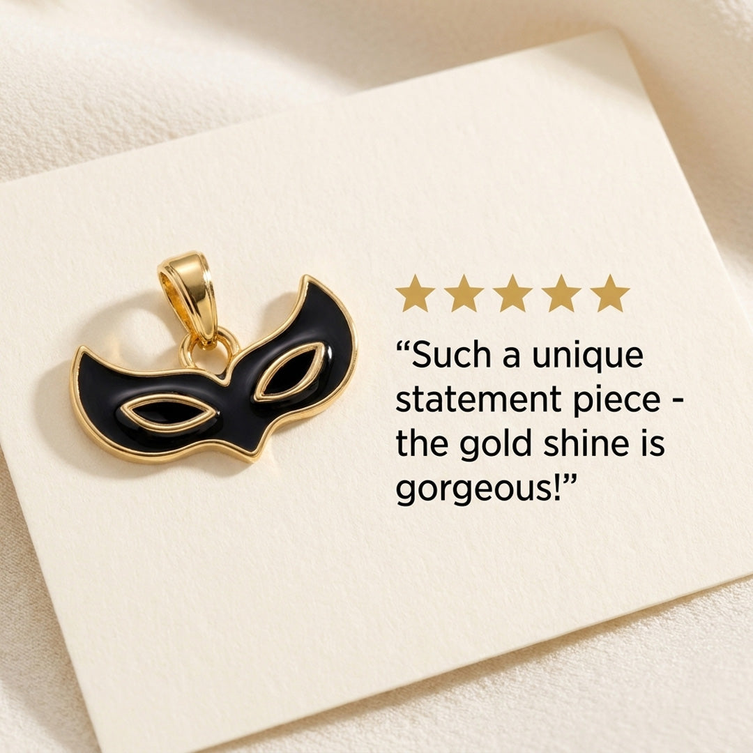 Face Mask Pendant - 24K Gold Tone